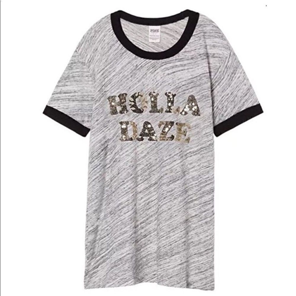 🚨4/$25 Victorias Secret PINK Holla Daze Bling Tee Small, Medium